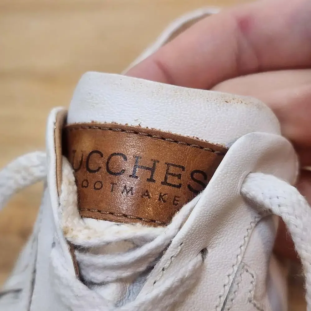 Lucchese 62013 Shoes Womens Size 9 White Leather Handcrafted Low Top Sneakers